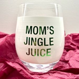NWT Festive Holiday Cocktails Mocktails Stemless Wine Glass “Mom’s Jingle Juice”